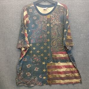 Jeanius by Akademiks Flag All Over Print Y2K 90's Shirt